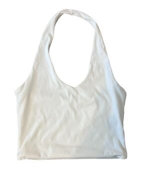 Klassy Network White Ribbed Brami Halter Crop Size M